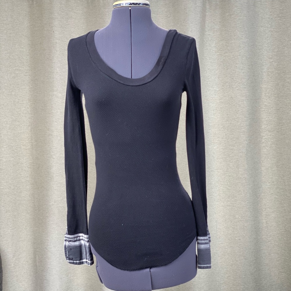 Black Henley with cuff detailing